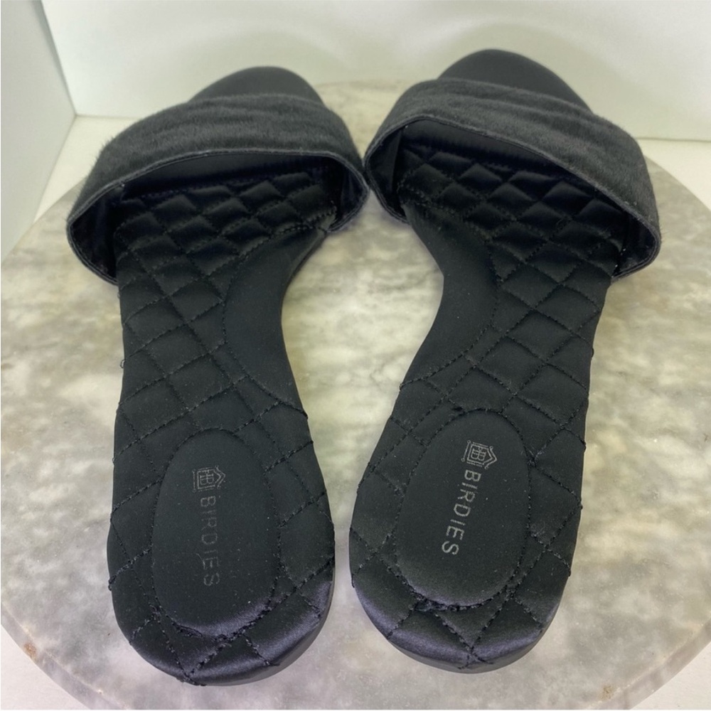 Birdies The Sparrow Slide Sandals in Black Calf Hair 10